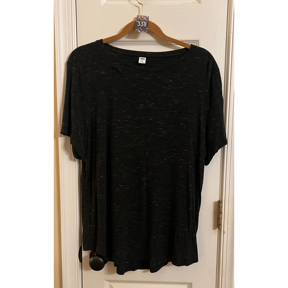 Old Navy Luxe Women XL Charcoal Gray Heather Short Sleeve Crew Neck T-Shirt